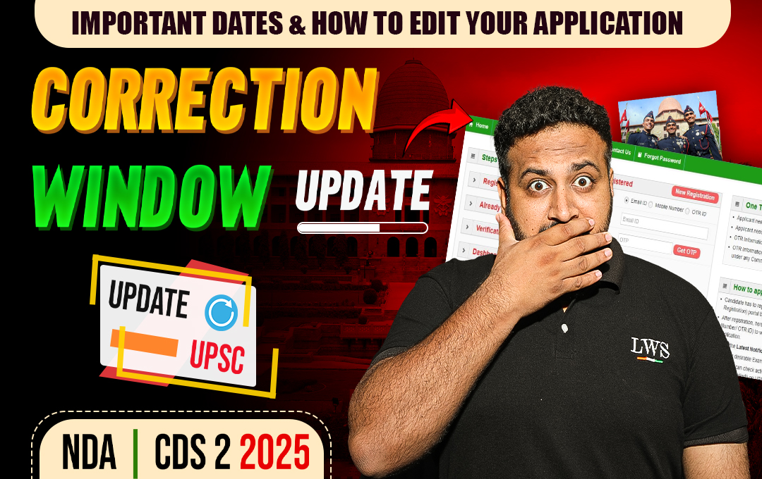 NDA 2 2025 Correction Window official UPSC portal login page on laptop screen with a candidate editing application details
