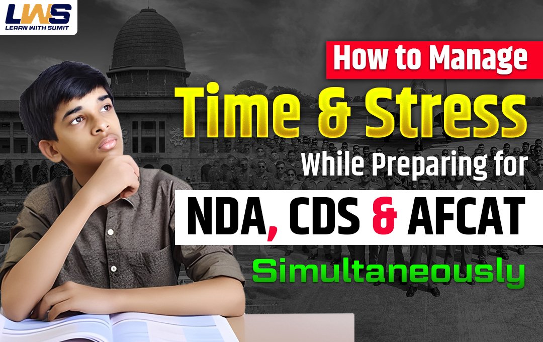Defence exam aspirant studying with books and laptop for NDA, CDS, AFCAT